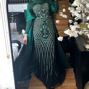 Emerald Green Gown with diamonds